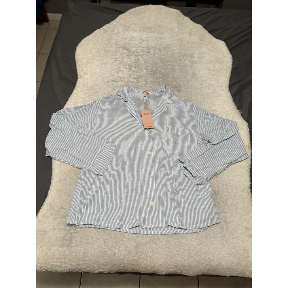 NEW Eberjey Gisele Short Pajama *Top Only* Large Blue Stripe Nordstrom